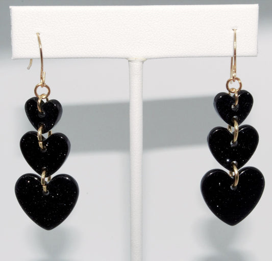 Triple Heart Dangle Earrings
