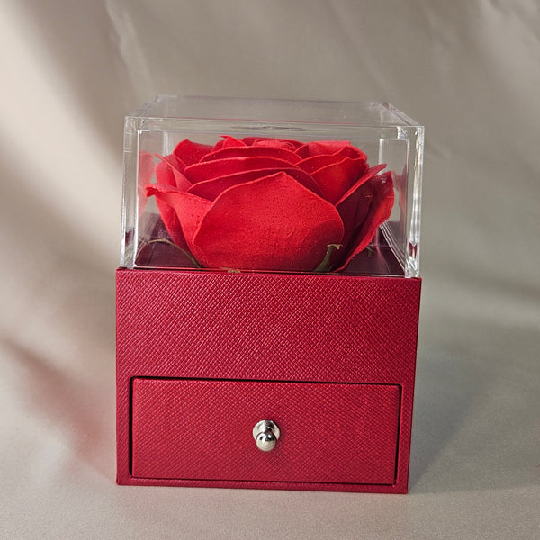 Rose Jewelry Box with Silver Jewelry Set