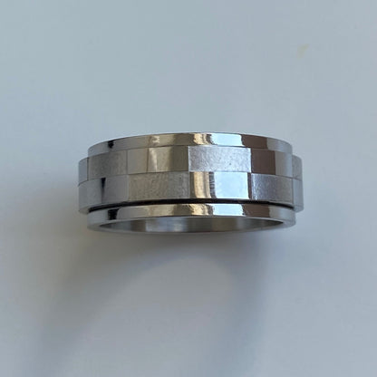 Silver Knight Checkerboard Ring